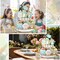 15 Pcs Hello Spring Flower Tiered Tray Decor Colorful Spring Wooden Table Centerpiece Rustic Flower Tulip Easter Home Decoration (Novel)